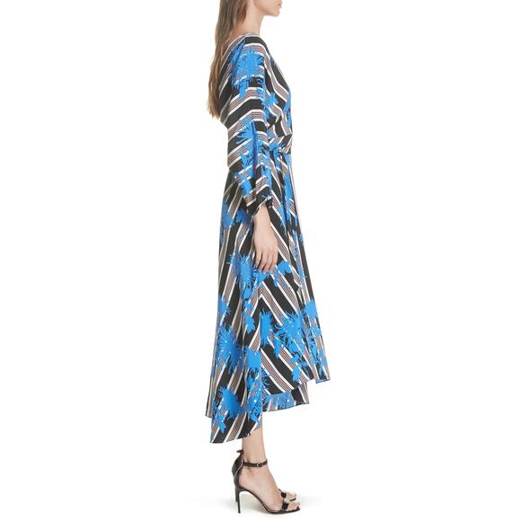 Diane Von Furstenberg Eloise Silk Wrap Dress Floral Stripe - Picture 4 of 13